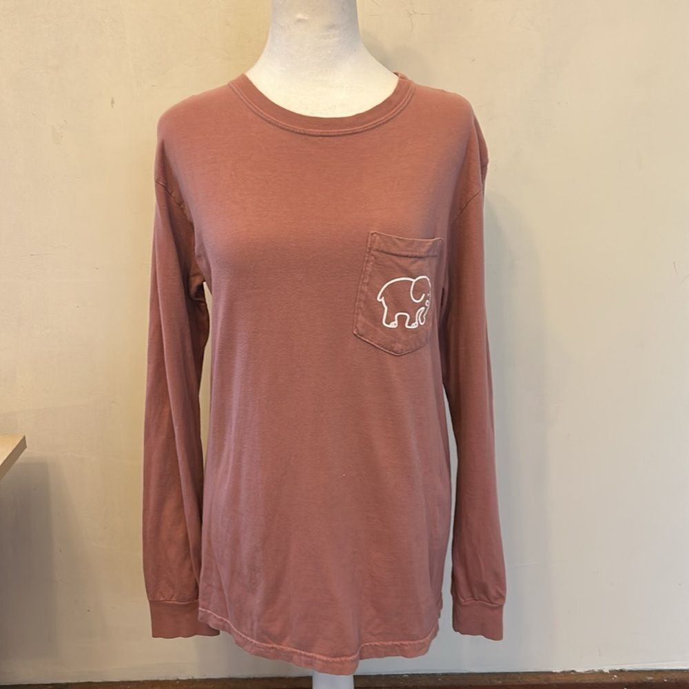 Ivory Ella mauve long sleeve elephant tee shirt Size S EUC - Picture 2 of 6